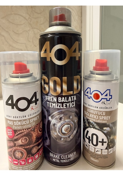 404 Pas Sökücü 200 Ml + Fren Balata Temizleyici Gold 500 Ml + 40+ Koruyucu Yağlayıcı Sprey 200 Ml 3'lü Bakım Seti