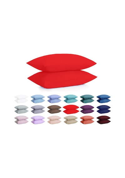 Lionas %100 Pamuklu Ranforce Yastık Kılıfı - Kırmızı - 2'li Set 50x70 - Kırmızı