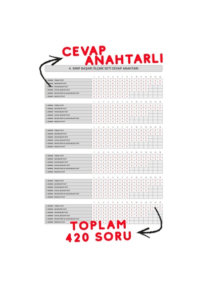 Başarı Ölçme Seti 4. Sınıf Tüm Dersler Kitabı