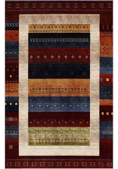 Rovigo Home Dijital Baskı Yıkanabilir Kaymaz Taban Salon Halısı RVG0369 Çok Renkli
