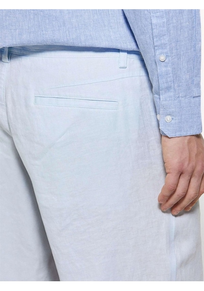 %100 Keten Slim Fit Bermuda Şort Erkek Mavi Şort - 325p4aghs9010 Açık Gri