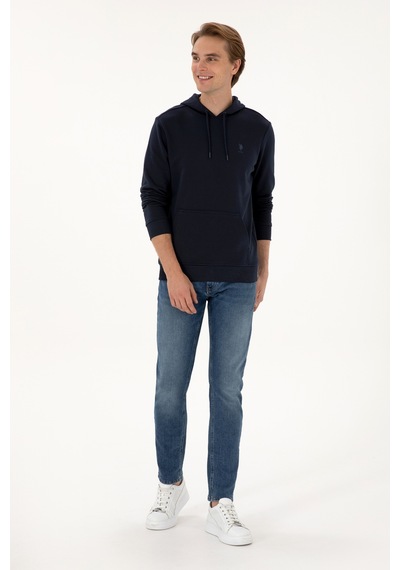U.S. Polo Assn. Erkek Regular Fit Kapüşonlu Lacivert Basic Sweatshirt 50313720-VR033