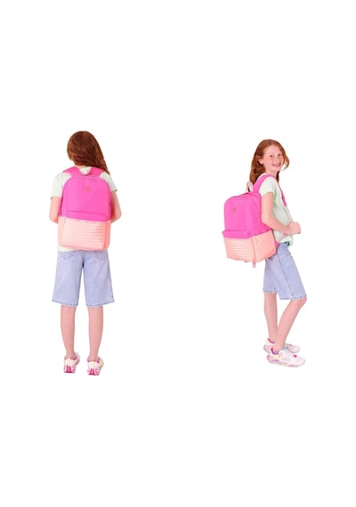 Kaukko Quick Kapitone Detaylı Pembe Turuncu Kız Çocuk Okul Çantası Ve Kalemlik Okul Seti Pembe - Turuncu