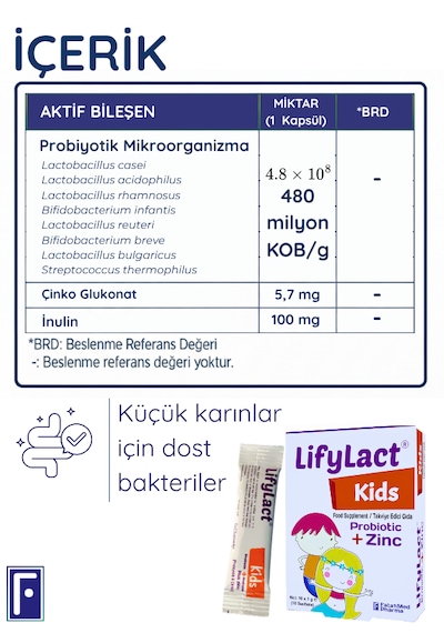 Lifylact Kids Probiyotik+Zinc Takviye Edici Gıda 2 x 10 Şase