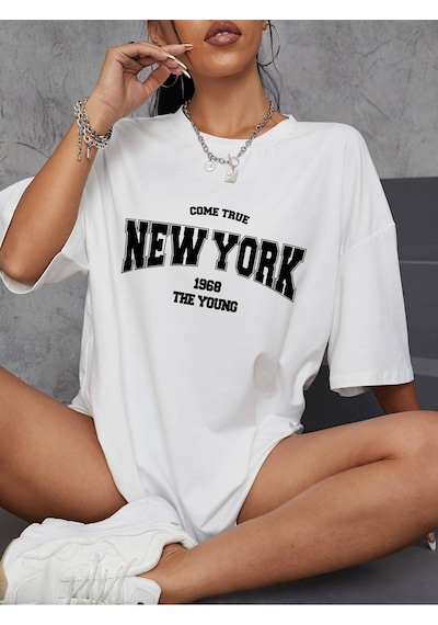Noıssey Urban Pop Graphic Kadın Tişört Koleksiyonukod 5114 Beyaz