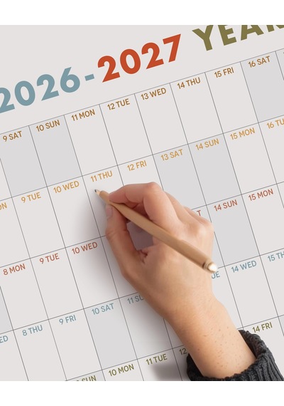 2026-2027 Planlayıcı Akademik Duvar Takvimi Eylül Başlangıçlı Yıllık Planlaycı Takvim Boho Renkl Çok Renkli
