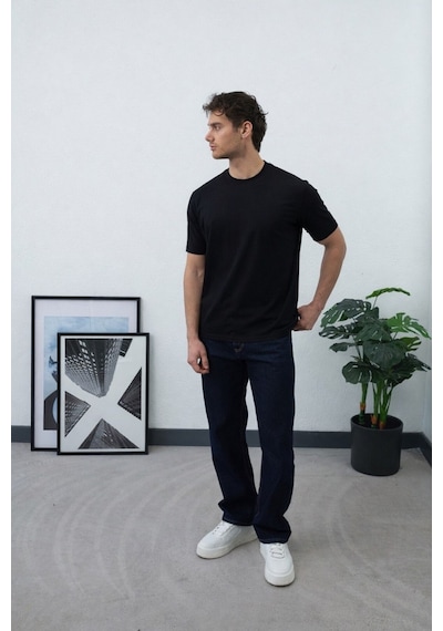Baselco Unisex Basic %100 Pamuk T-shirt - Sade Ve Şık Siyah