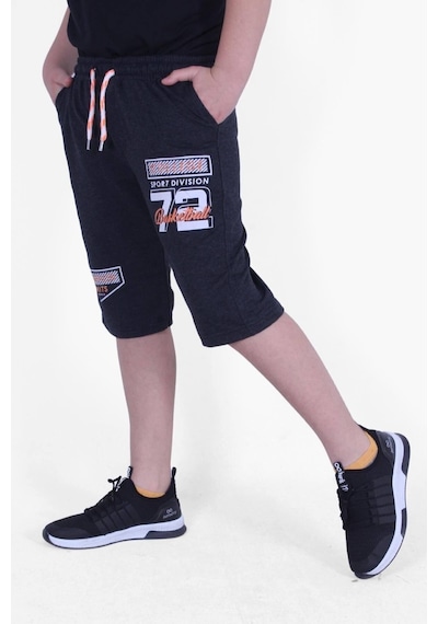 Fyk Kids 72 Yazı Baskılı Geniş Paça Kordon Detaylı Erkek Çocuk Kapri Füme