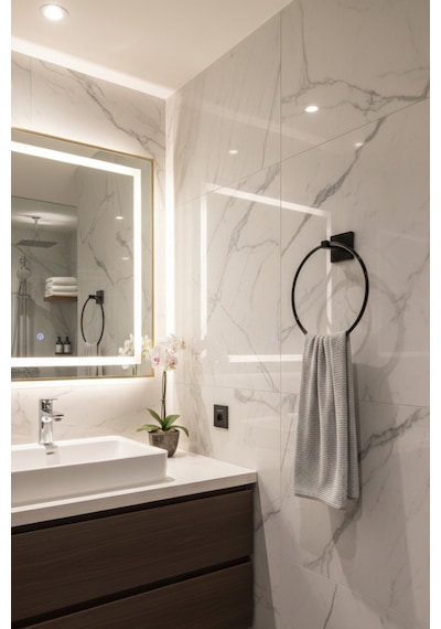 Yapışkanlı Siyah Yuvarlak Havluluk Banyo Mutfak Havlu Askılık Siyah Diğer