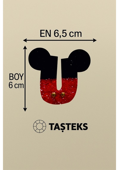 Taşlı Ütülenebilen Veya Sticker Olarak Kullanılabilen ' Mickey U ' Harfi