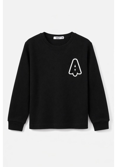 Tanem Kids Erkek Çocuk Jakarlı Örme Sweatshirt Siyah
