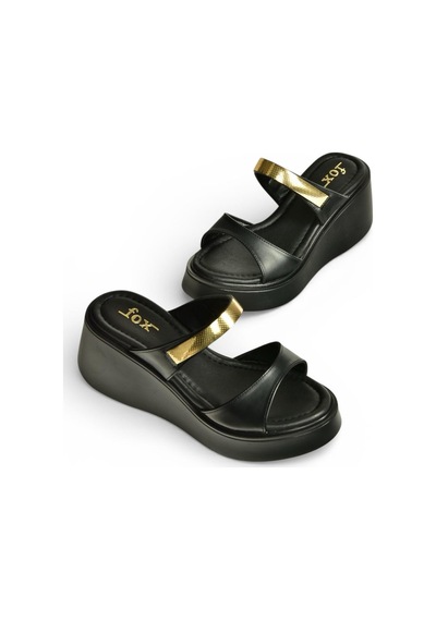Fox Shoes Y973518609 Siyah Kalın Tabanlı Kadın Terlik
