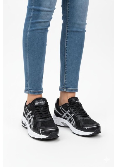 Papuçcity Flet 03405 Unisex Yürüyüş Koşu Günlük Spor Ayakkabı SİYAH-BEYAZ