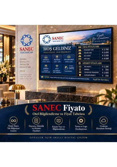 Sanec Otel  Tabelası 43" Hdmı Ekranlı Dijital  Tabelası Sistemi