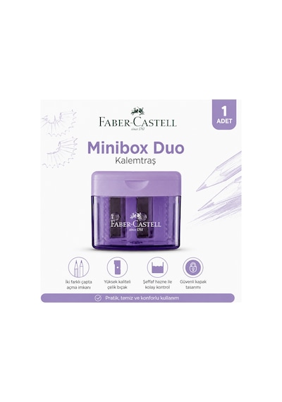Faber-castell Minibox Duo Çift Hazneli Kalemtıraş Pastel Renkler 1 Adet