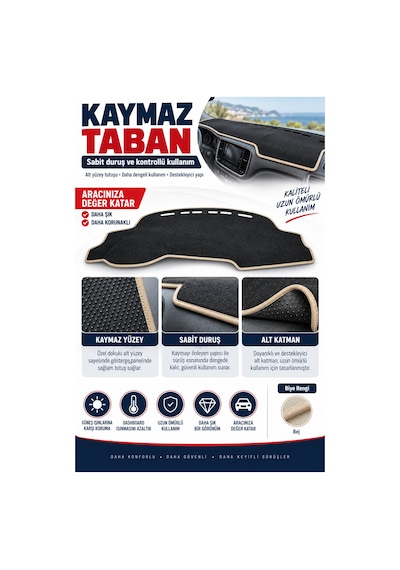 Trobus Seat İbiza 2008-2017 3d Torpido Koruma Kılıfı - Bej Biye