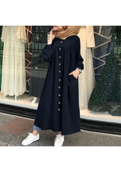 Barbora Keten Günlük Yazlık Tasarım Gömlek Kadın Elbise Büzgülü Ln351syh3 001