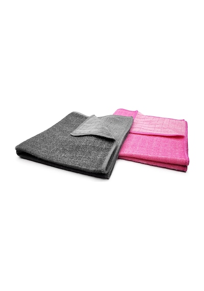 Hobee 2'li Kareli Simli Ovma Bezi 40x40 320gsm - Pembe/Gri