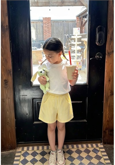 Poala Kids Sarı Dokuma Balloon Şort