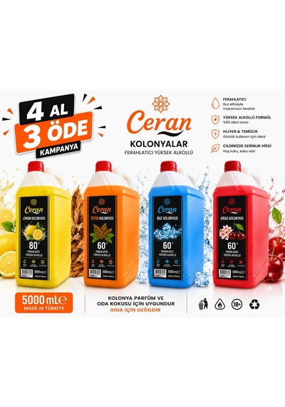 Kolonya 4 Al 3 Öde Kampanya Limon Tütün Buz Ve Kiraz Kolonyası
