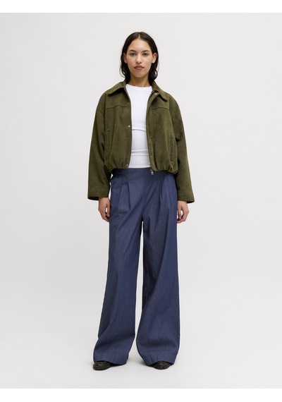 Jack & Jones Kadin Orta Bel Wide Leg Pantalon - Debby - 12287867 Dark Blue Denim
