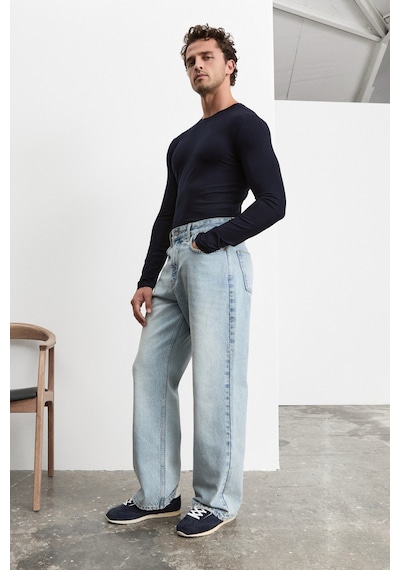 Grımelange Grimelange Ryder Erkek Loose Fit Buz Mavi Jeans
