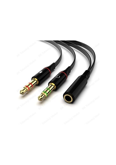 Kulaklık Mikrofon Birleştirici Kablo 3.5Mm Dişi To 2X3.5Mm Erkek