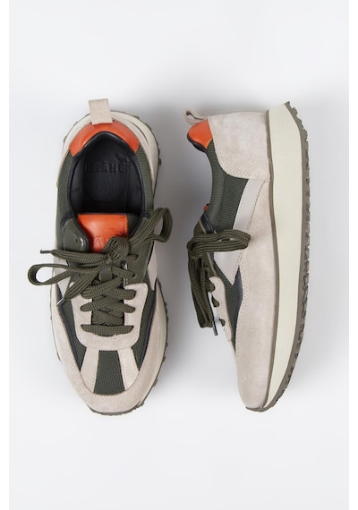 Krahe Moreno Erkek Hakiki Deri Bağcıklı Bej-haki Sneakers 001