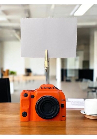 Turuncu Kamera Temalı Fotoğraf Not Tuacağı Ofis Masası Tutacak Hediyelik Not Tutucu Turuncu