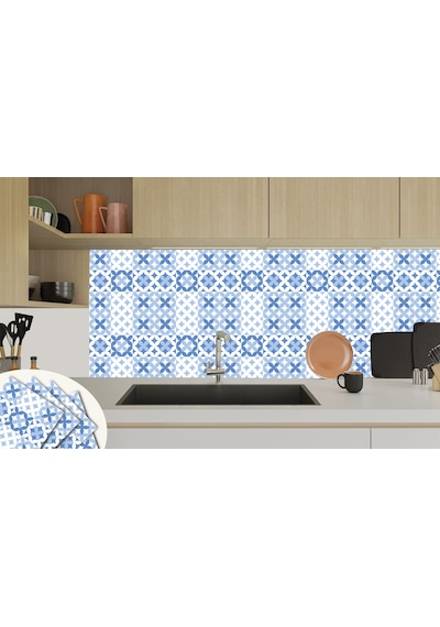 Tink KENDİNDEN YAPIŞKANLI MAVİ ÇİÇEK DESENLİ PVC KARO 30X30 CM