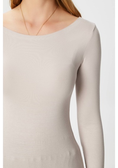 Ritnice Kayık Yaka Need Uzun Kollu Bej Soft Top / Bluz Bej Ritnice Kayık Yaka Need Uzun Kollu Bej Soft Top / Bluz Bej