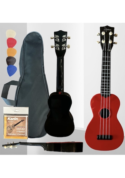 4 Telli Ukulele Kırmızı Çanta Pena Tel