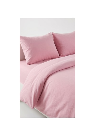 4 Parça Lastikli Çarşaflı Pamuklu Kumaş Çift Kişilik Nevresim Takımı Pembe - 731883480 Pembe