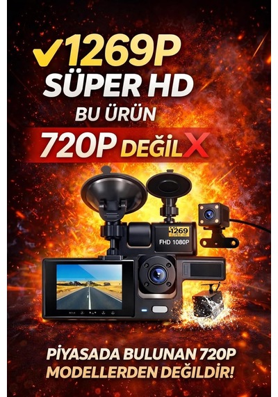 Tr 1080p Fhd Araç Kamerası, 170 Ön Ve 120 İç Kamera, Gece Görüşlü Dash Cam, 4 Kızılötesi Led, F2.0 Diyaf