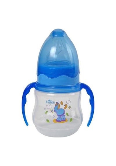 Bambino PP Geniş Ağızlı Kulplu Biberon-Mavi 150 ML