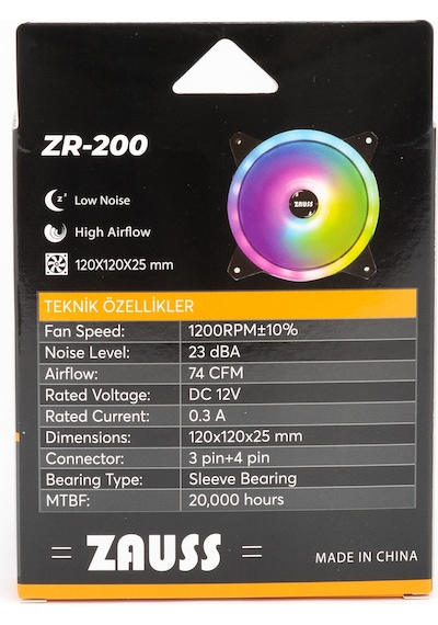 Zauss ZR-200 Rainbow RGB 12 CM Kasa Fanı Zauss ZR-200 Rainbow RGB 12 CM Kasa Fanı