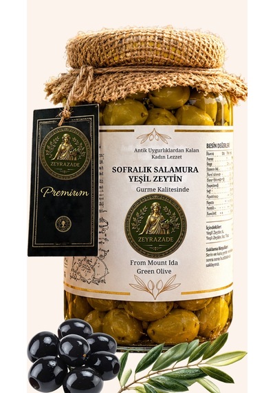 Zeyrazade Doğal Sofralık Salamura Yeşil Zeytin 950 G