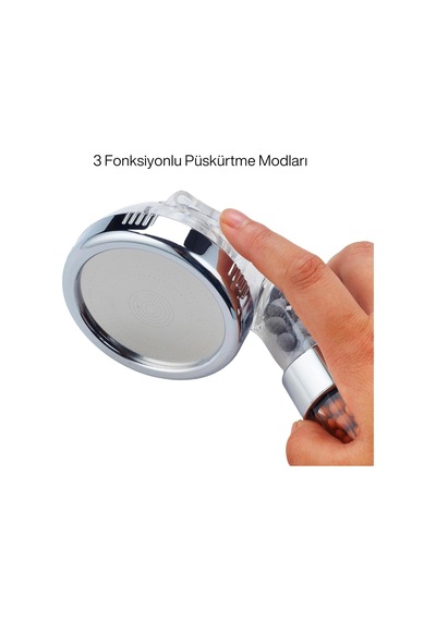 Arıtmalı Tasarruflu Duş Başlığı - 3 Ayarlı Krom & Şeffaf,%200 Artan Basınç,%35 Tasarruf, Kireç & Klor Azaltıcı Altın - Beyaz