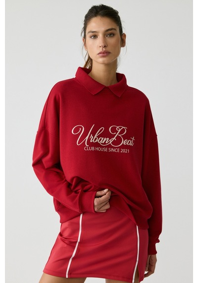 Urban Beat Steffı Kadın Triko Polo Yaka Baskı Detaylı Relaxed Kırmızı Sweatshirt Kırmızı Urban Beat Steffı Kadın Triko Polo Yaka Baskı Detaylı Relaxed Kırmızı Sweatshirt Kırmızı