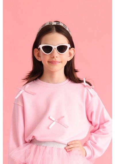 Le Mabelle Pembe Fiyonk Detaylı Uzun Kollu Kız Çocuk Sweatshirt Pembe