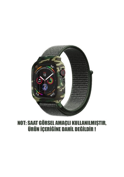 Apple Watch Series 5 40mm Kordon Camouflage Armor Pro Koyu Yeşil Çok Renkli