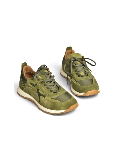 Fox Shoes Z312507561 Yeşil Hakiki Deri Süet Kadın Spor Ayakkabı