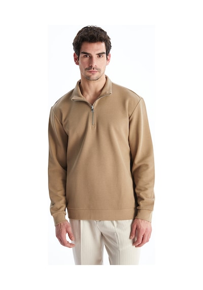 Lcw Vision Bej Dik Yaka Erkek Sweatshirt