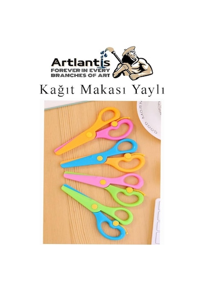 Renkli Kağıt Makası 2 Adet Plastik Yaylı Küt Uç Korumalı Okul Makası Çocuk Makası Okul Öncesi Kreş Ana Sınıfı
