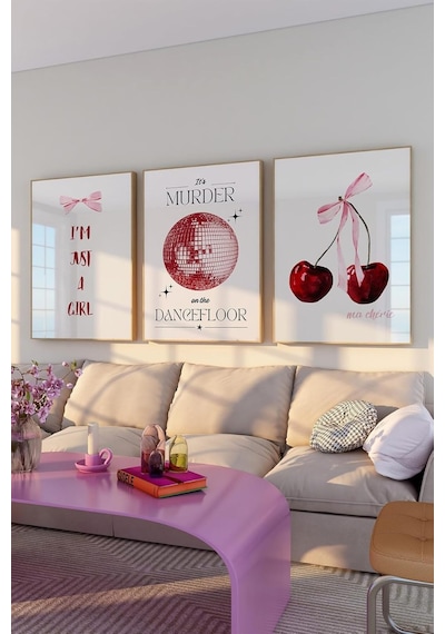 3'lü Poster Seti, Estetik Duvar Posteri Seti, Çerçevesiz Poster