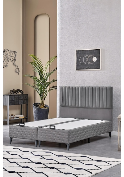 Evdemo Ezgi Çift Kişilik Baza Başlık Set Gri 150 200 150 x 200