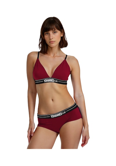 Yohannes Club, Kadın Pamuklu İç Çamaşırı Takımı, Renk Seçenekli, Üçgen Sütyen-kemerli Boyshort-boxer Külot Bordo