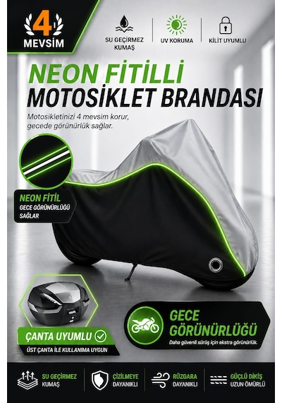 Volta Vm6 Branda Neon Fitili Motosiklet Brandası Gri-siyah-yeşil