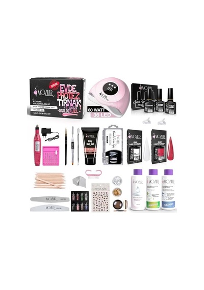 Protez Tırnak Seti &amp Kalıcı Oje &amp Nail Art Seti Poly Jel