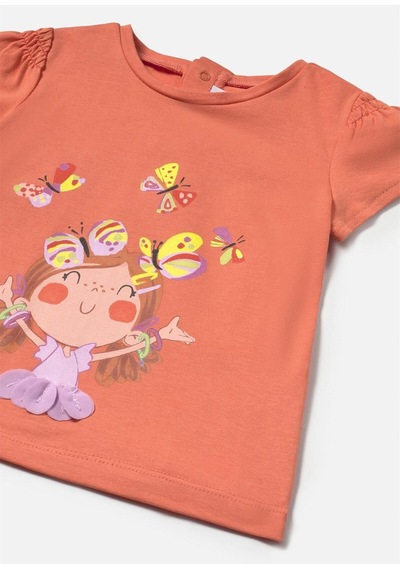 Kız Bebek Aplikeli Tişört Turuncu 1049 Turuncu